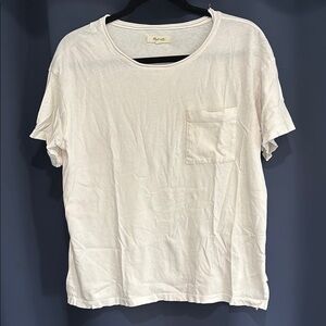 White Crew Neck T-Shirt with Pocket